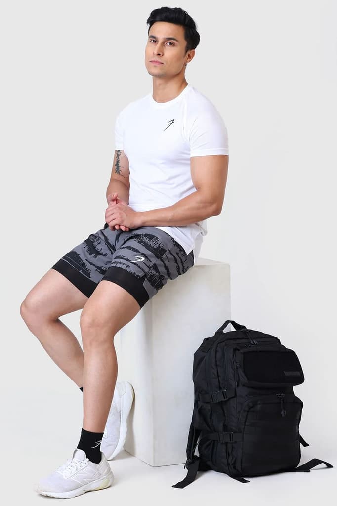 2 in 1 Printed Compression Shorts Gold Grey — photo 2