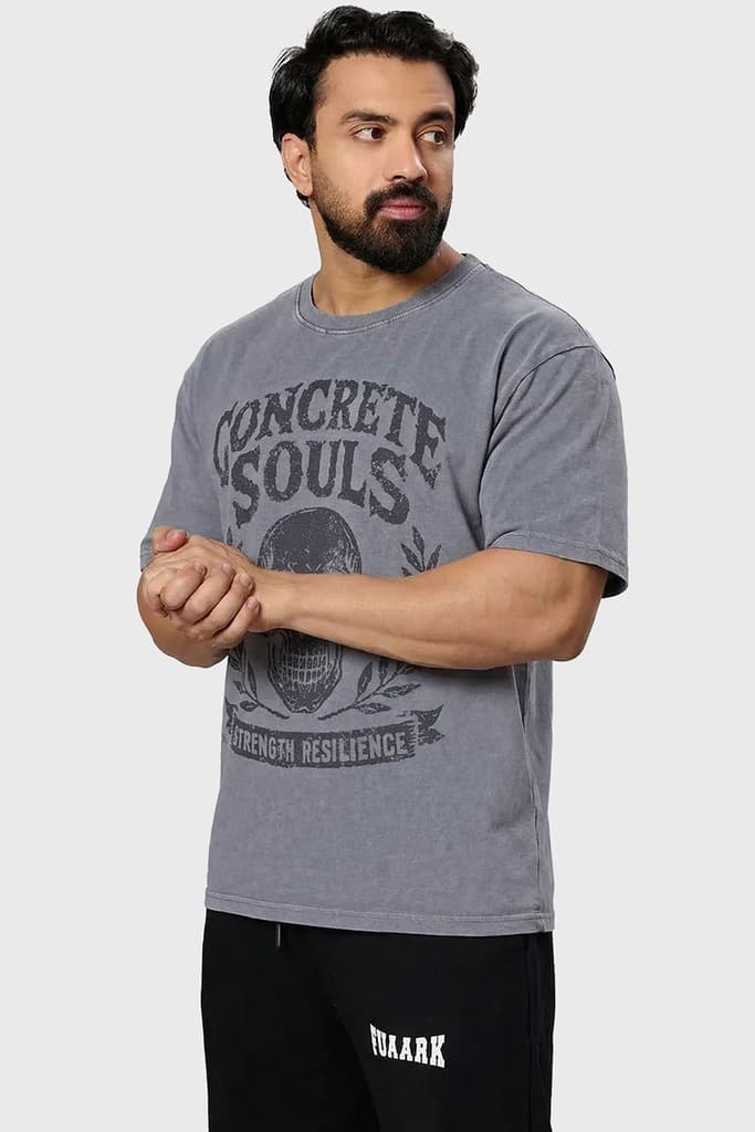 Concrete Soul Washed Oversized T-shirt Light Grey — photo 4