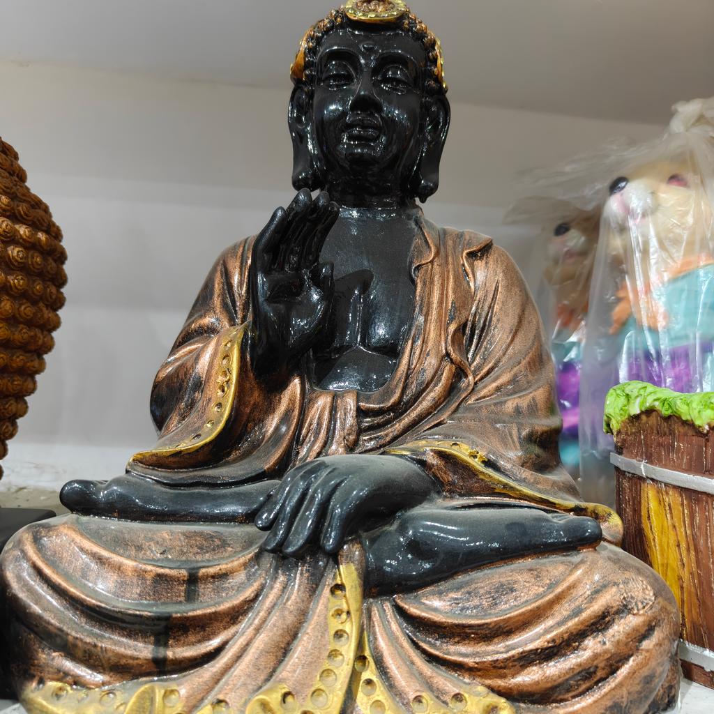 Black Buddha Statue | Decorative | Wood | Gold