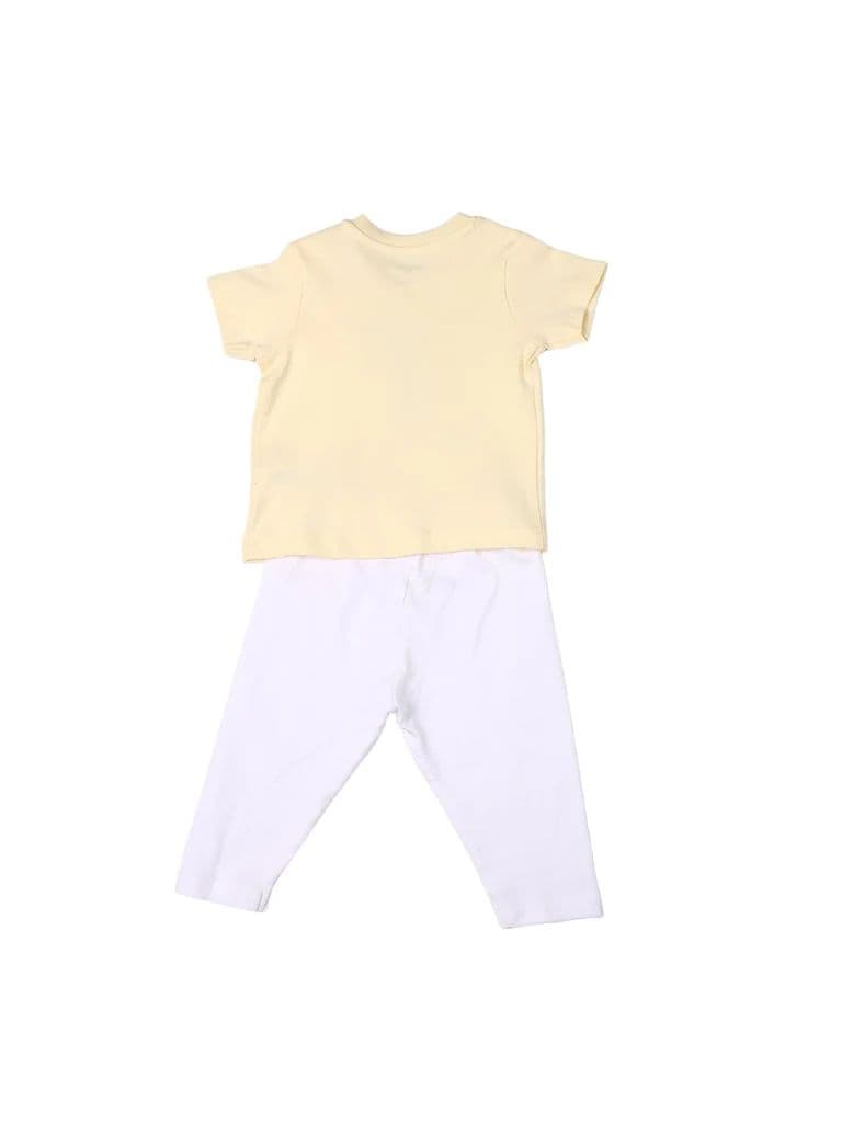 HOP Baby Boys Yellow Printed Cotton T-Shirt and Pants Set — photo 2