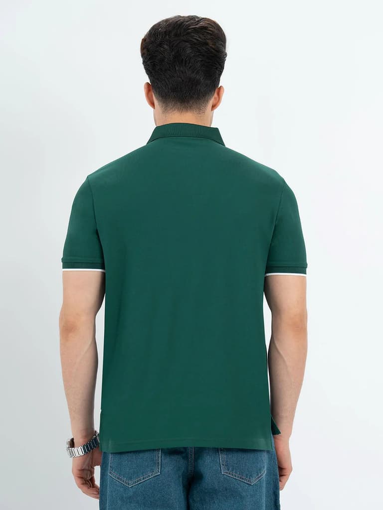 T Shirts for Men in Forest Green | Polo Half Sleeve T Shirt — photo 3