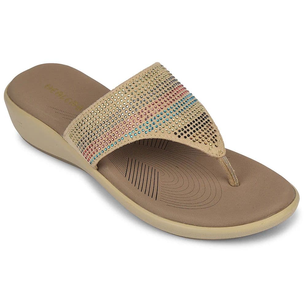 Healers Beige Casual Heeled Sandal For Women JFL-69 By Liberty