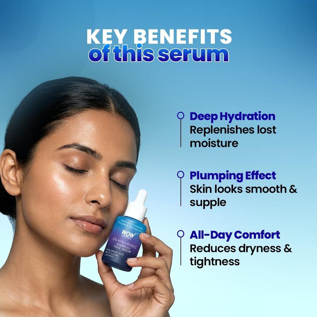 WOW 2% Hyaluronic Acid Face Serum Deep Hydration for Plump Skin