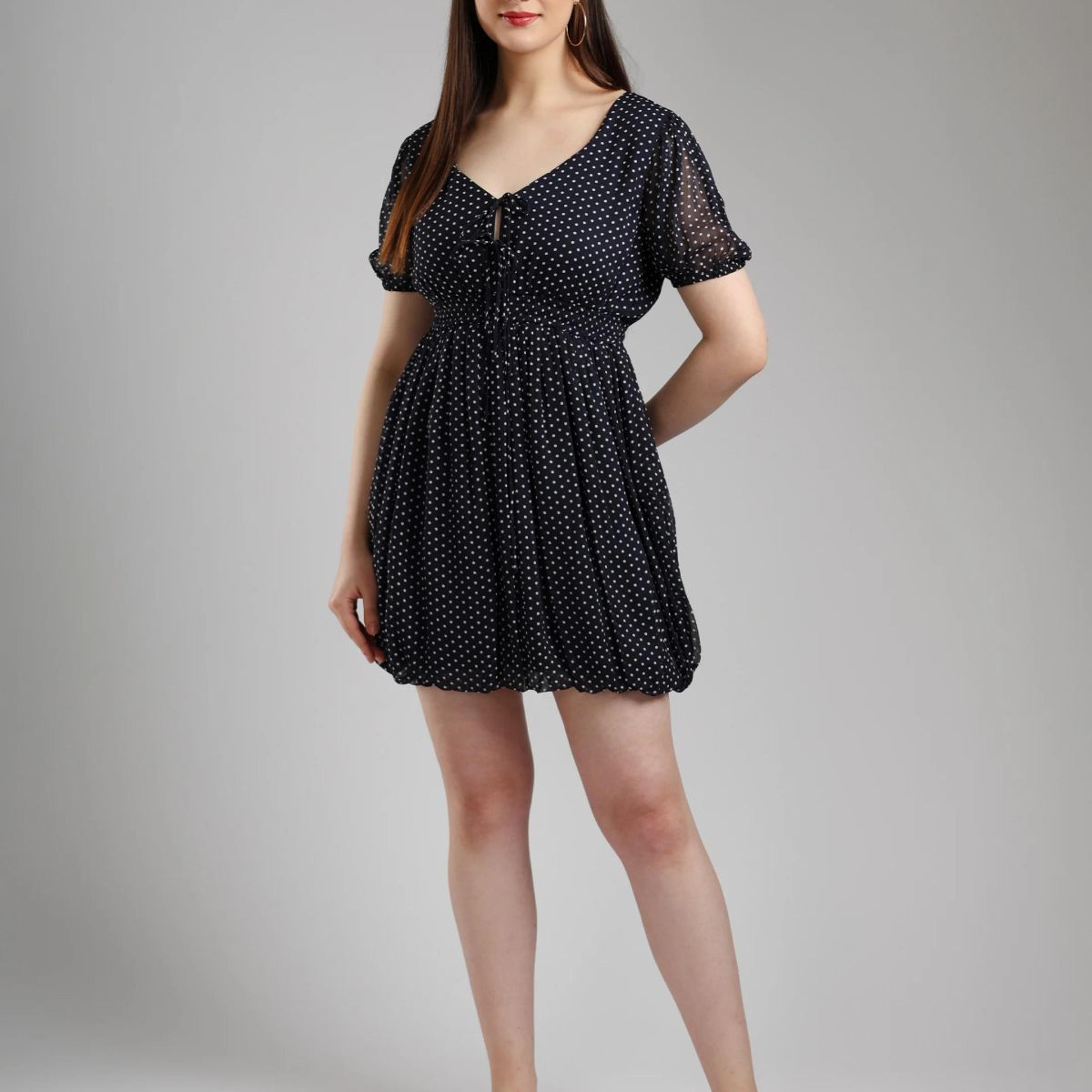 Selis Polka Chiffon Dress