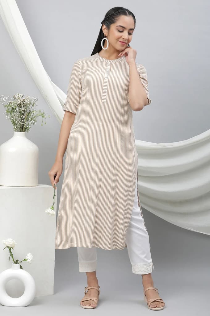 White Solid Straight Fit Cotton Trousers With Embroidered Hemline — photo 5