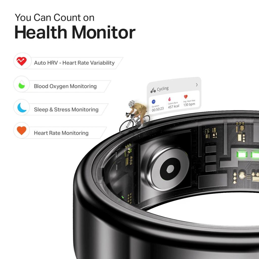 Smart Ring Active Plus | Smart Ring with Health Monitoring, Wireless Charging, Stainless Steel Build — photo 4
