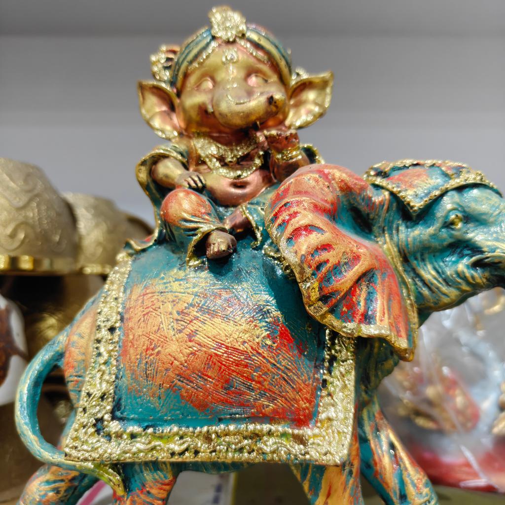 Gold Ganesha Statue | Religious Decoration | Brass | Gold