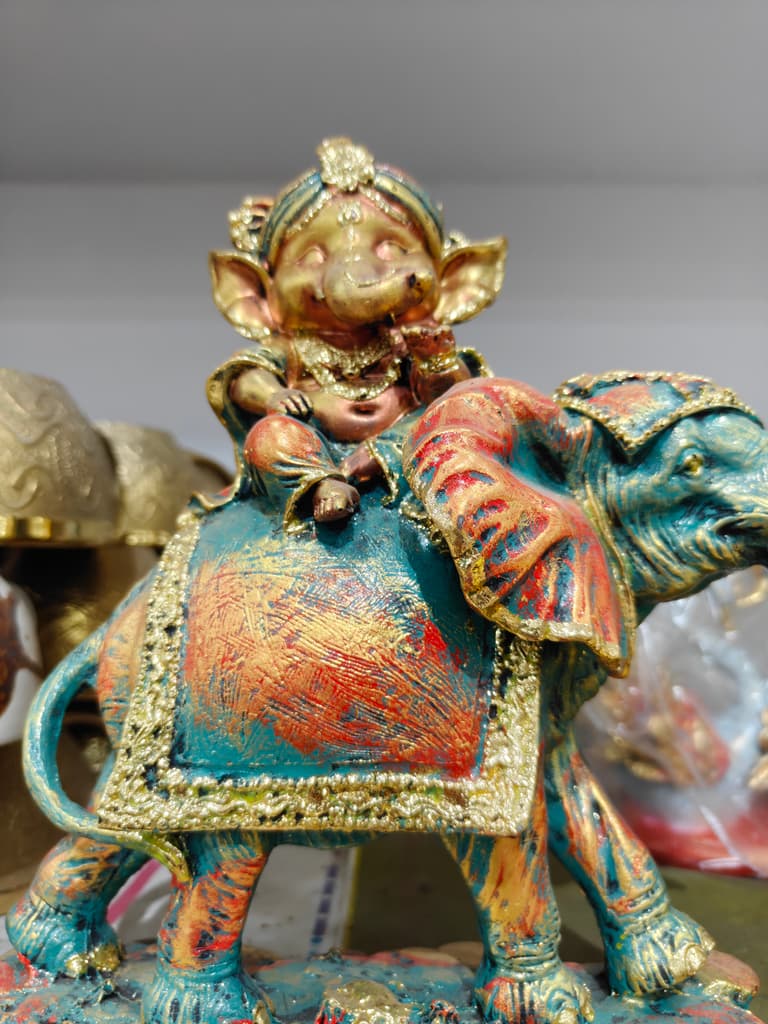 Gold Ganesha Statue | Religious Decoration | Brass | Gold