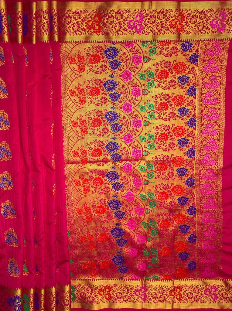 MIMOSA Women's Woven Design Paithani Style Art Silk Saree with Blouse Piece - Rani ( SA00003125RNFREE ) — photo 7