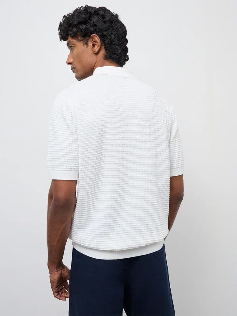Ascot Off-White Relaxed-Fit Cotton Quarter-Zip T-Shirt — photo 4