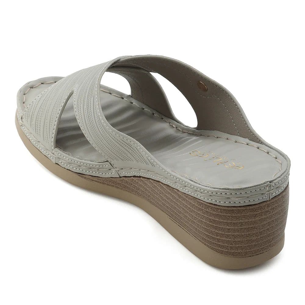 Healers Light Grey Wedge Heel Sandal For Women ZQ-FD-43 By Liberty — photo 4