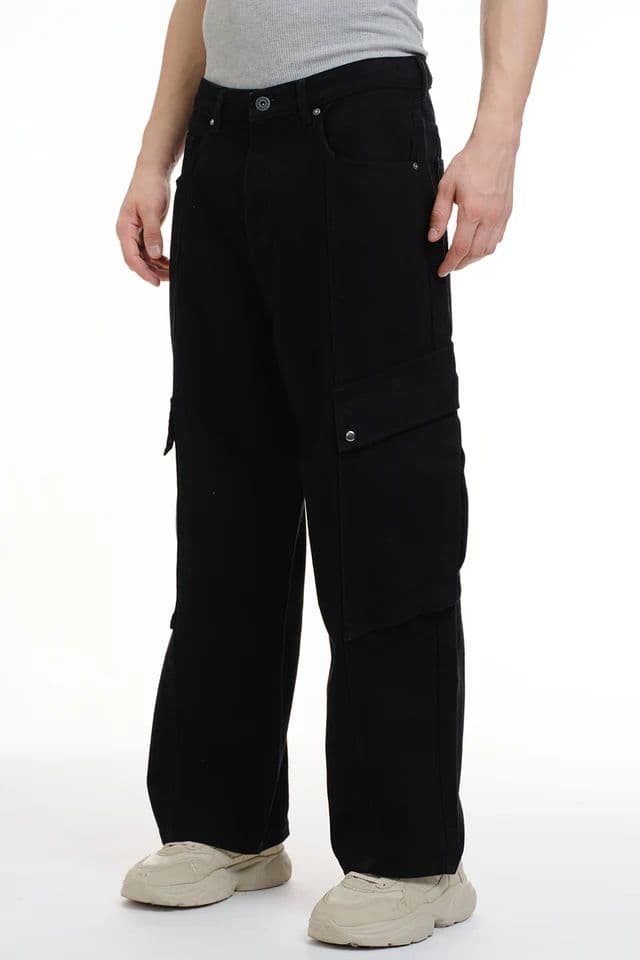 Black Cargo Denim Pants — photo 10