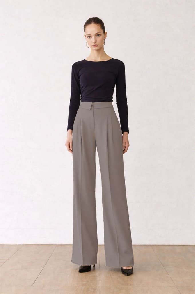 Clean Collar Waist Pleated Trousers — photo 7