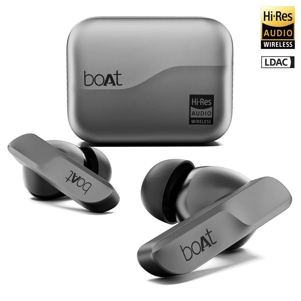boAt Airdopes 800 HiDef | Wireless Earbuds with 40 Hours Playback, High-Res Audio with LDAC, AI ENx Technology — Graphite Grey