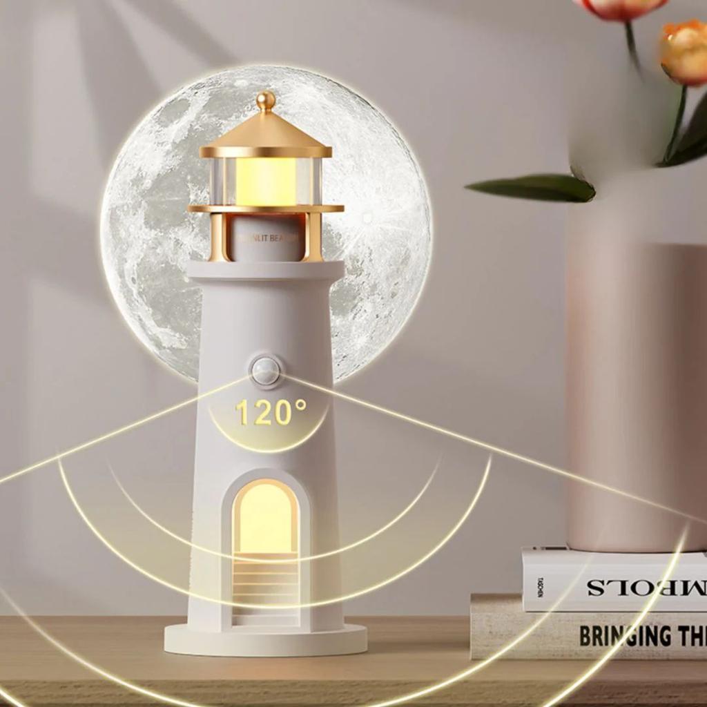 Lighthouse Moonlight Projector Lamp – USB Rechargeable with Remote & Dimmable Night Light — photo 3