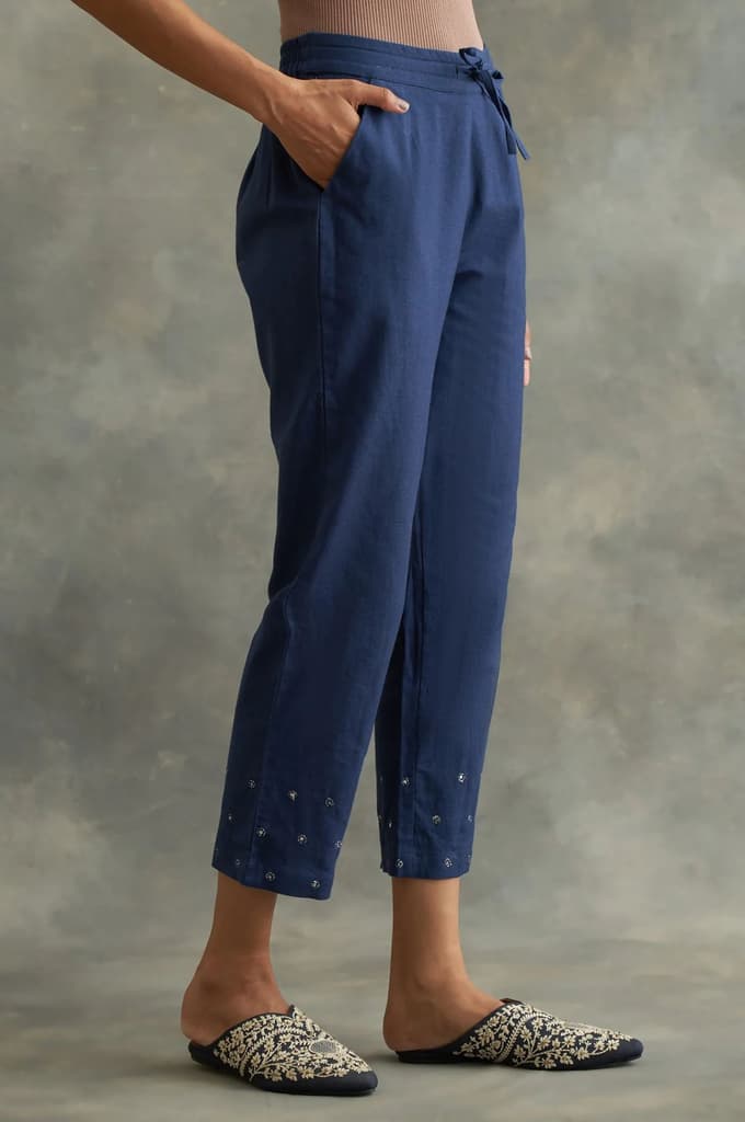 Indigo Solid Straight Pants — photo 4