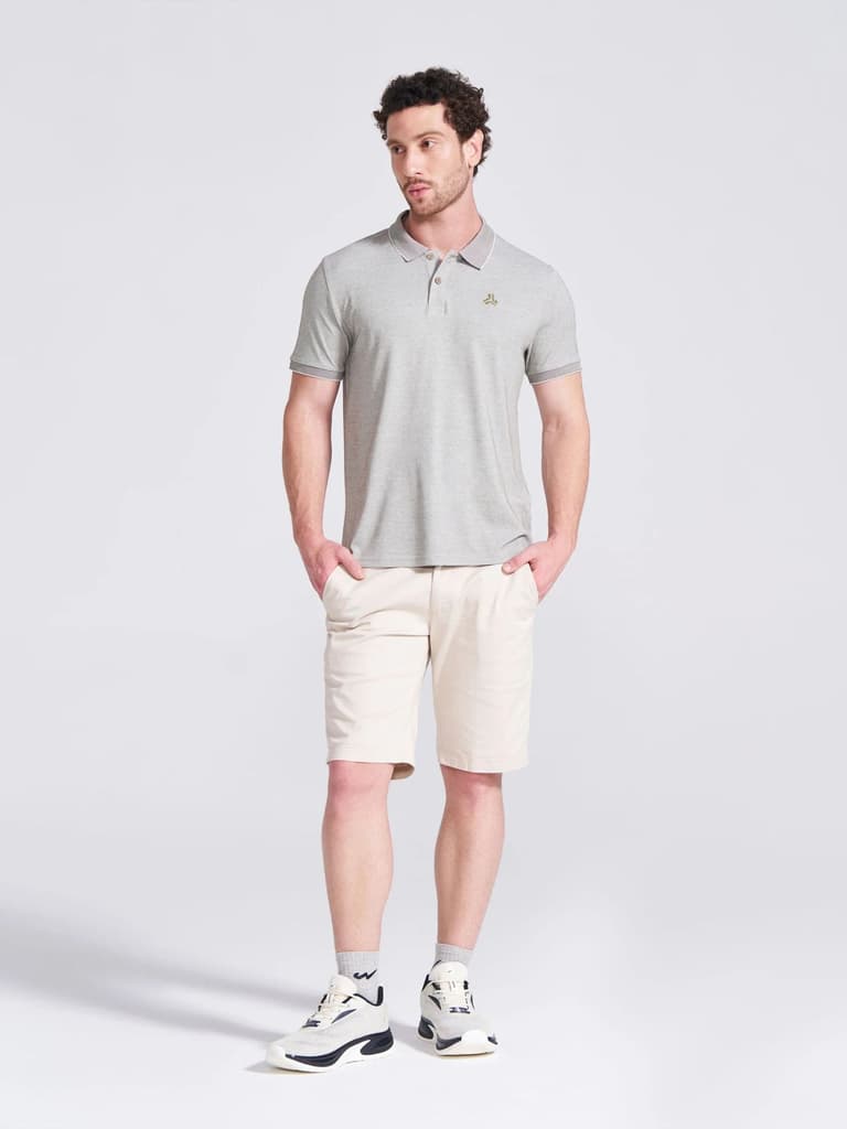 Men's Olive Self Design Polo Collar T-Shirt — photo 4