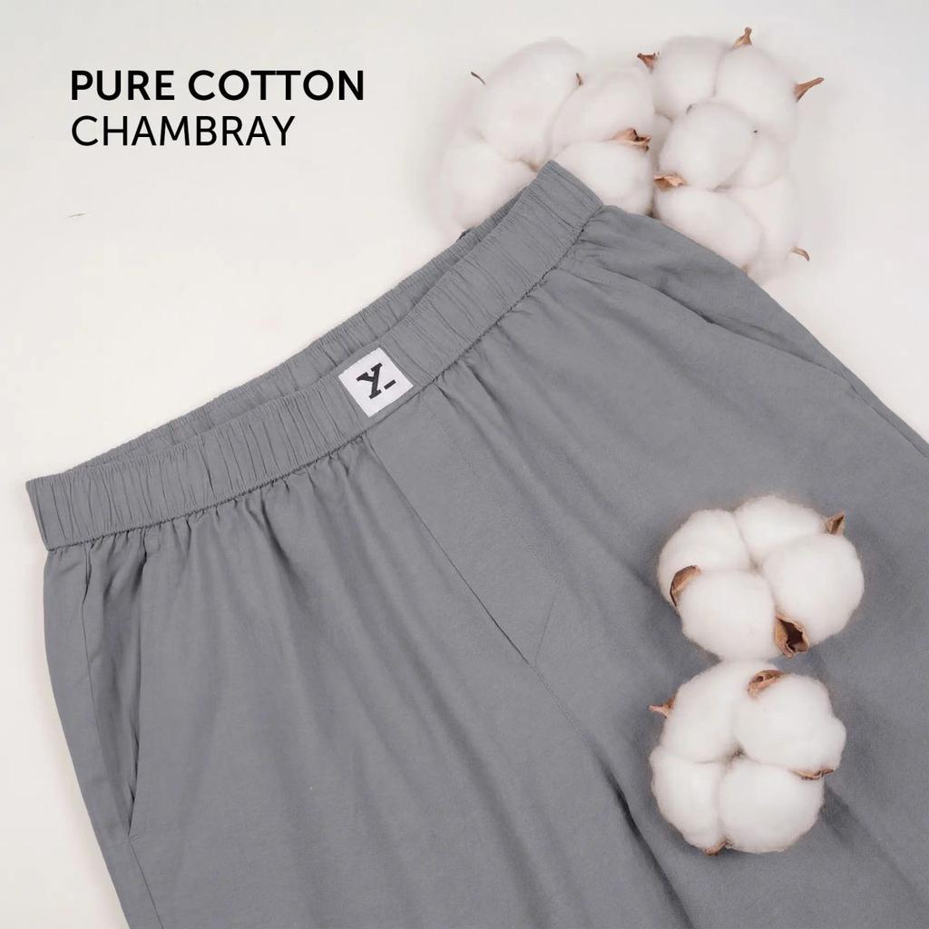Ultra-Breathable Cotton Chambray Pyjamas - Faded Black — photo 3