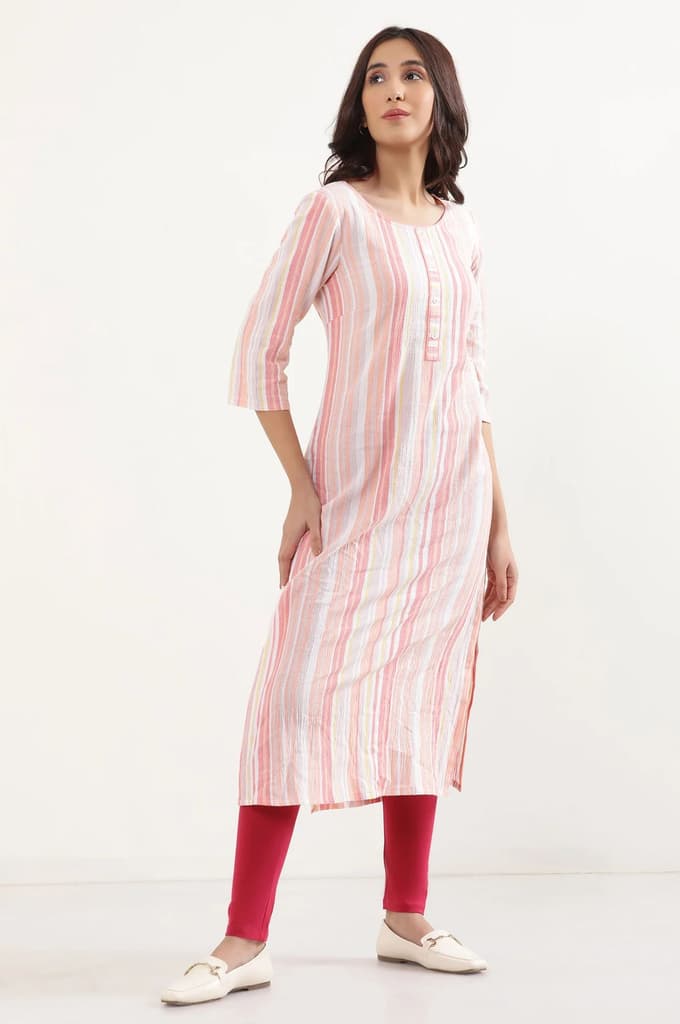 Pink Solid Skinny Fit Cotton Tights With Elasticated Waist — photo 5