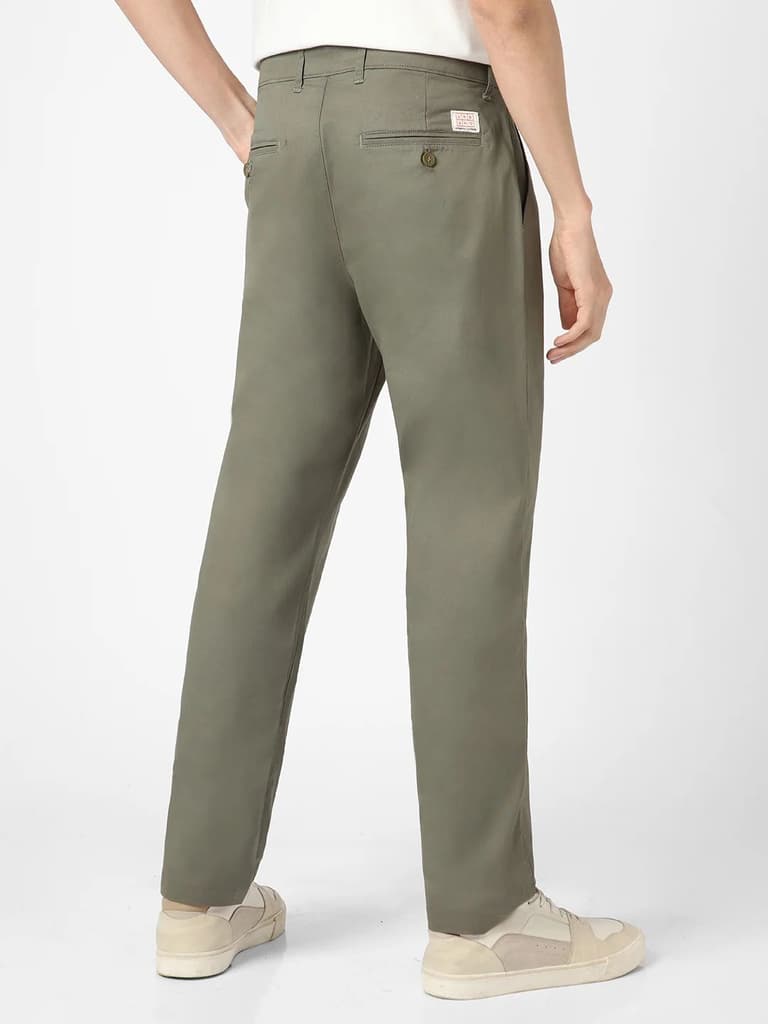 Men's Light Grey Cotton Regular Fit Casual Chinos Trousers Stretch — photo 3
