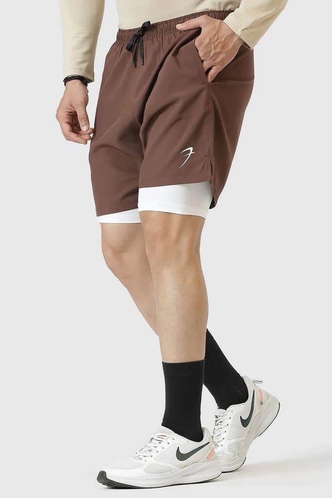 2 in 1 Compression Shorts Brown — photo 2