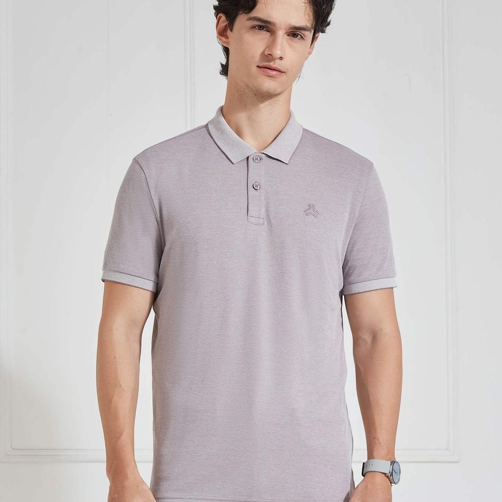 Men's Mauve Solid Polo Collar T-Shirt
