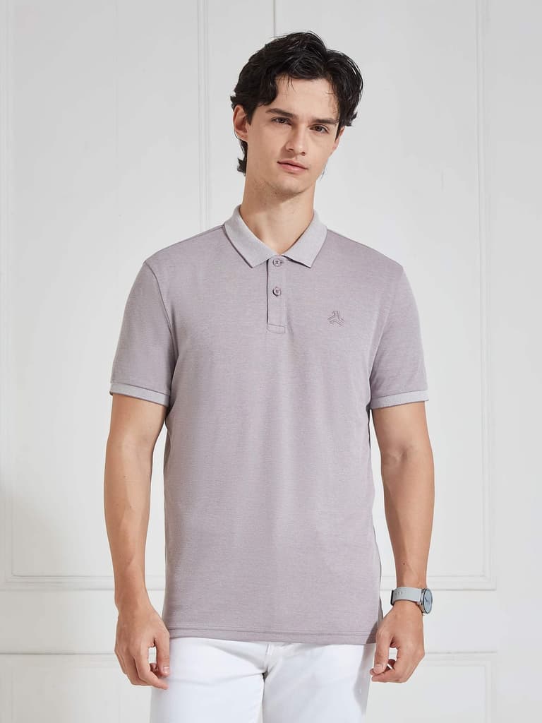 Men's Mauve Solid Polo Collar T-Shirt — Mauve / S