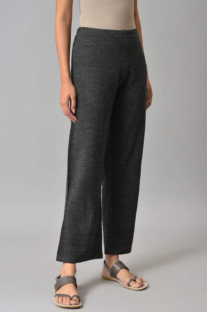 Grey Geometric Straight Fit Palazzo With Elasticated Waist — photo 4