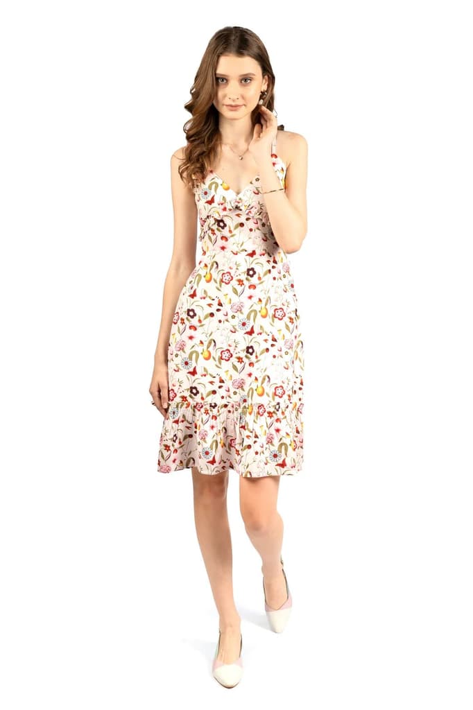 Multicolour Sleeveless Floral Dress