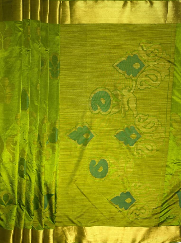 MIMOSA Women's Woven Design Mysore Silk Style Crepe Saree with Blouse Piece - Olive ( SA00003135OLFREE ) — photo 7
