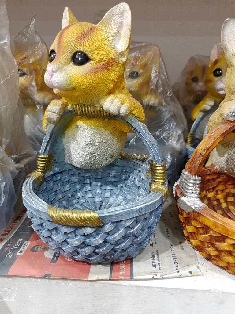 Yellow Cat Figurine | Kitten Statue | Ceramic | Decorative