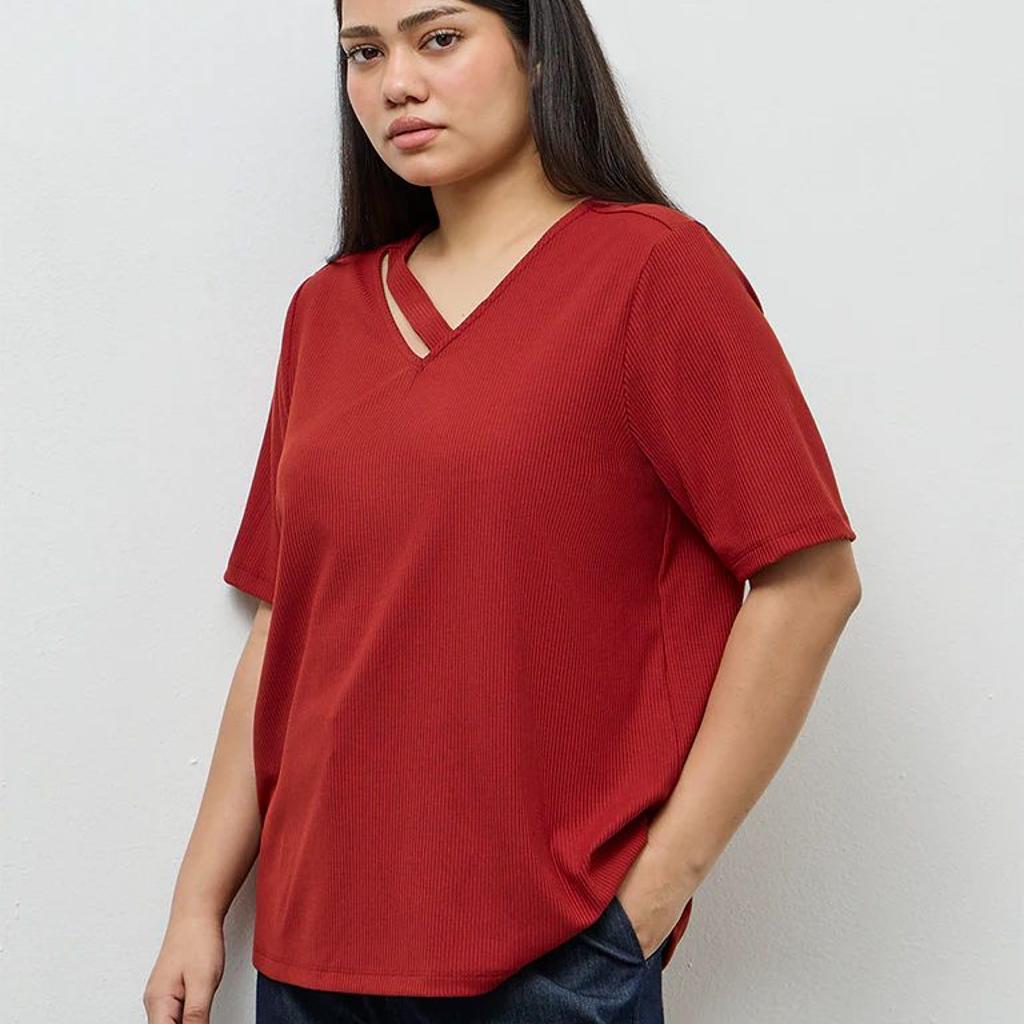 Gia Rust Self-Striped Top
