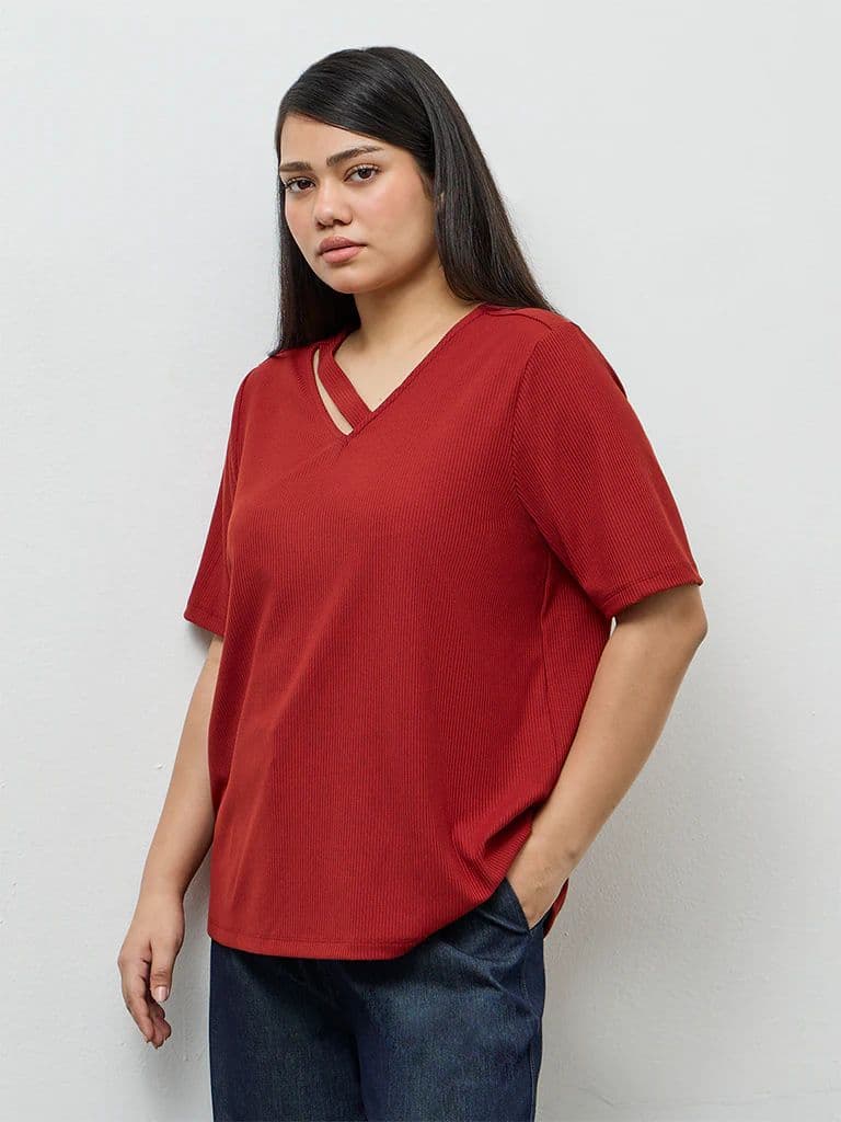 Gia Rust Self-Striped Top