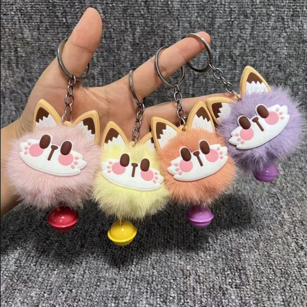 Fur Cat Bell Keychain | Cute Fluffy Cartoon Cat Key Ring for Bags and Keys — photo 2