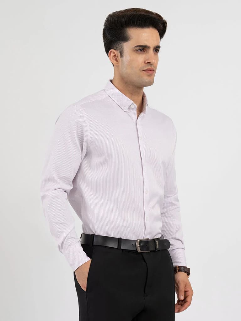 Shirts for Men in Purple | Dobby Stripe Full Sleeve Shirt — photo 6