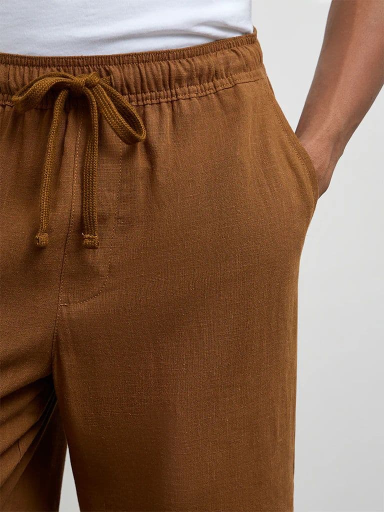 ETA Light Brown Relaxed-Fit Mid-Rise Shorts — photo 4
