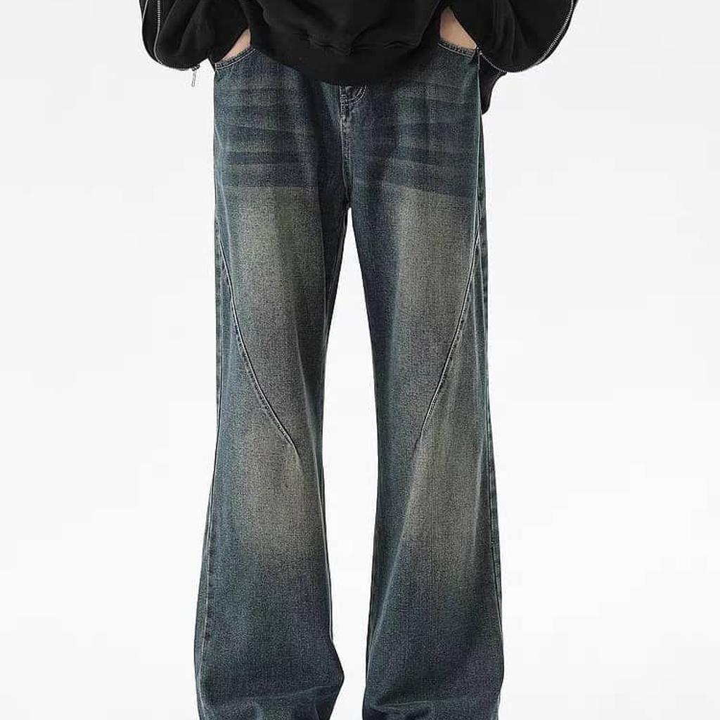 Blue Scar Straight A Line Jeans