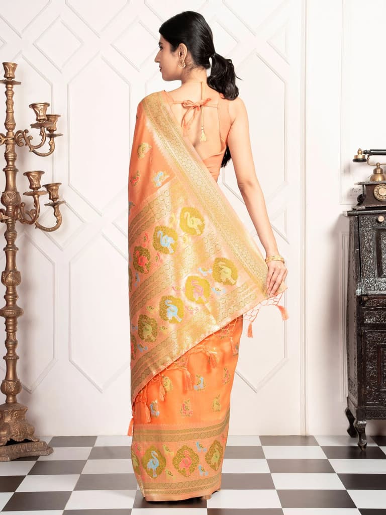 Mimosa Women's Woven Design Kanjivaram Style Art Silk Saree With Blouse Piece : SA00002067PCFREE — photo 4