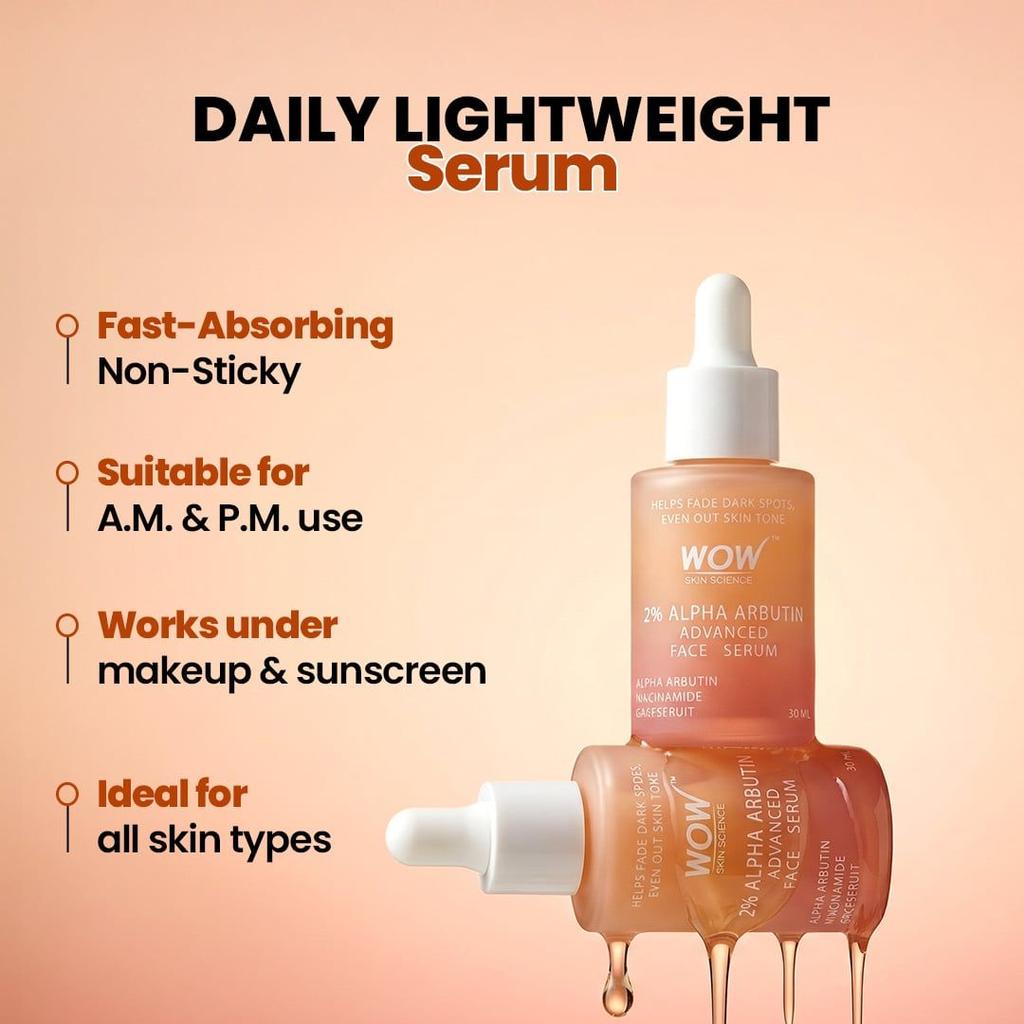 2% Alpha Arbutin Advanced Face Serum Fades Dark Spots & Evens Skin