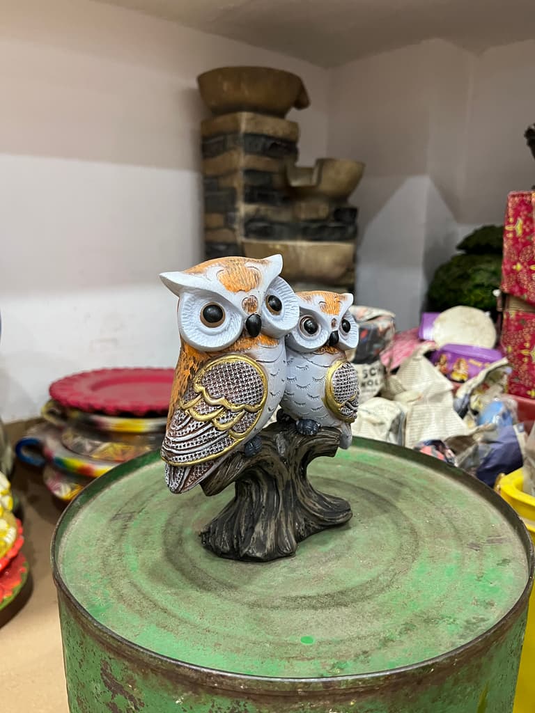 Owl Figurine | Decorative | Wood | Brown