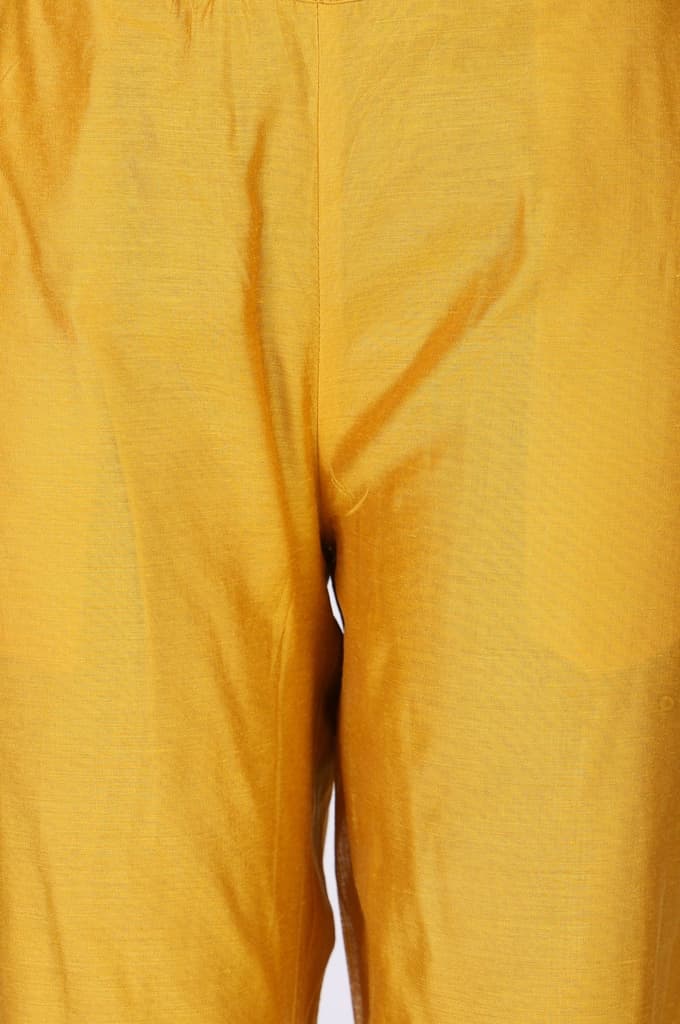 Mustard Solid Chanderi Straight Fit Ankle Length Trousers — photo 6
