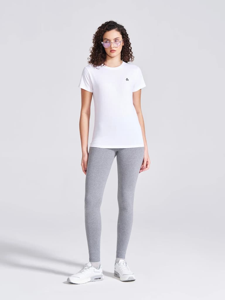 Women's White Solid Round Neck T-Shirt — photo 7