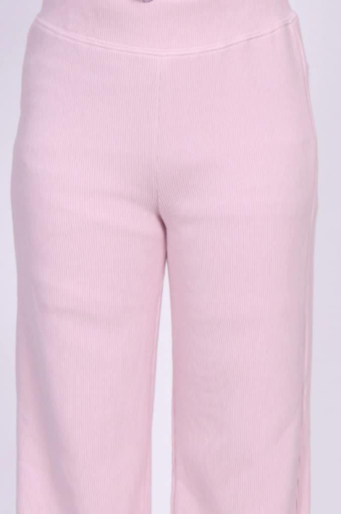 Pink Solid Corduroy Wide Leg High Rise Palazzo — photo 5