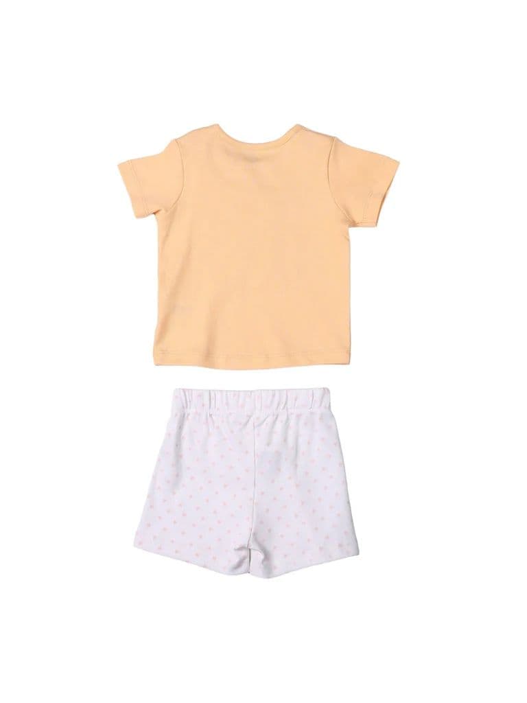 HOP Baby Boys Peach Printed Cotton T-Shirt and Shorts Set — photo 3