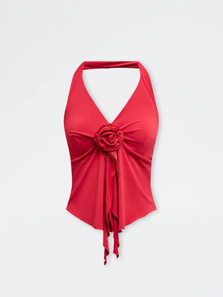 Nuon Red Floral Applique Top — photo 5