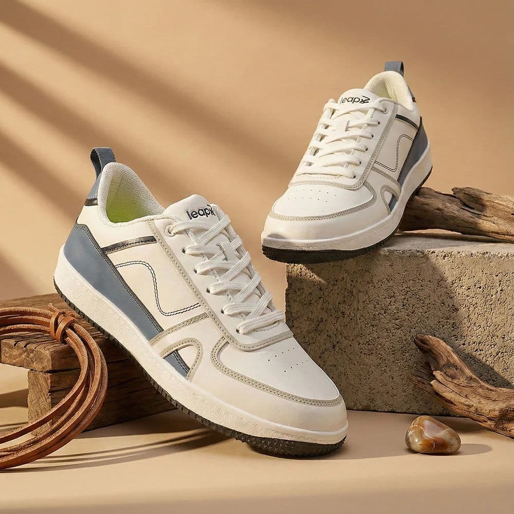 LEAP7X White Casual Lacing Sneakers for Men SNOOKEY-1E by Liberty — photo 2