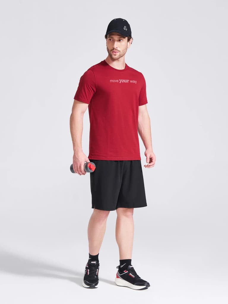 Men's Burgundy Printed Round Neck T-Shirt — photo 6