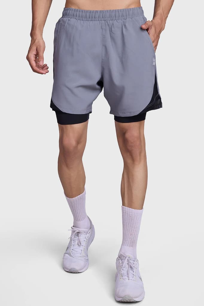 2 in 1 Mesh Shorts Foggy Grey With Black — photo 2
