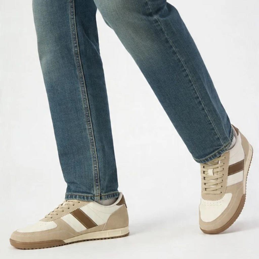 SOLEPLAY Beige Stripe-Detailed Lace-Up Sneakers