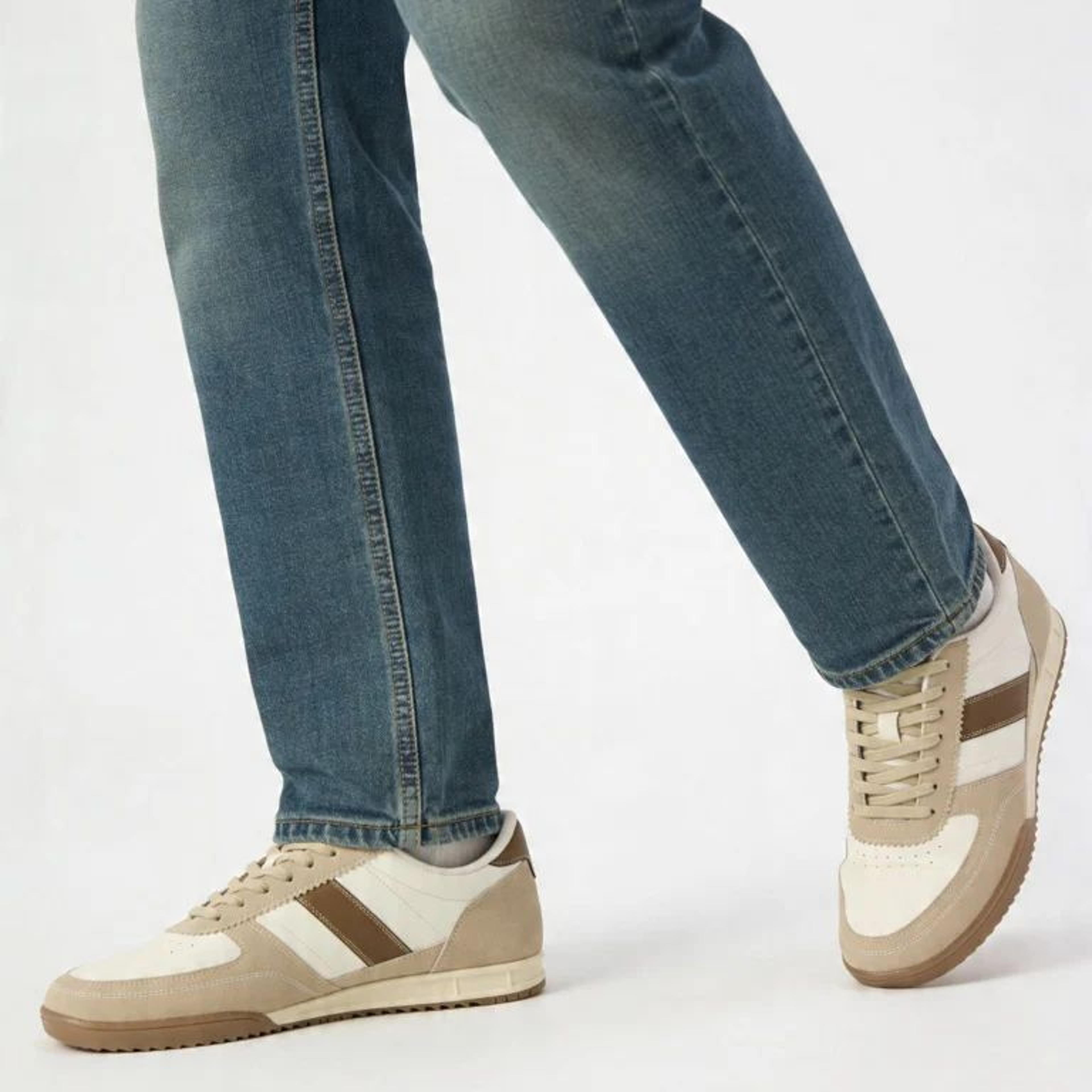 SOLEPLAY Beige Stripe-Detailed Lace-Up Sneakers